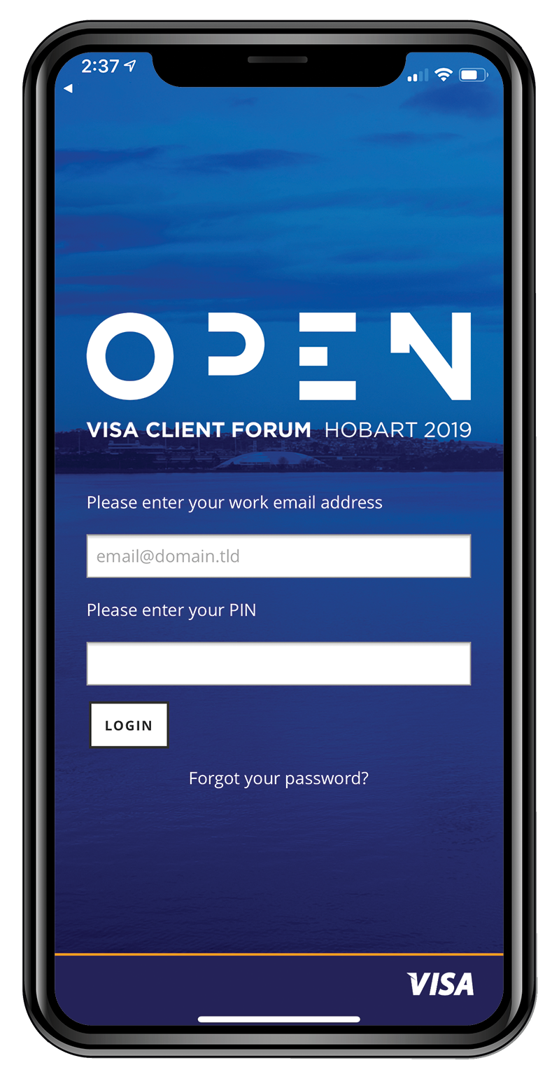 Custom Event App dashboard showing event schedule, speakers, and networking options