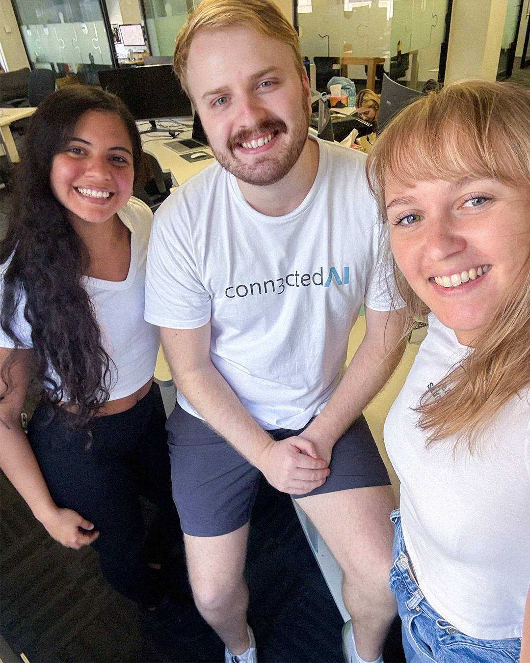 coworkers with matching outfits