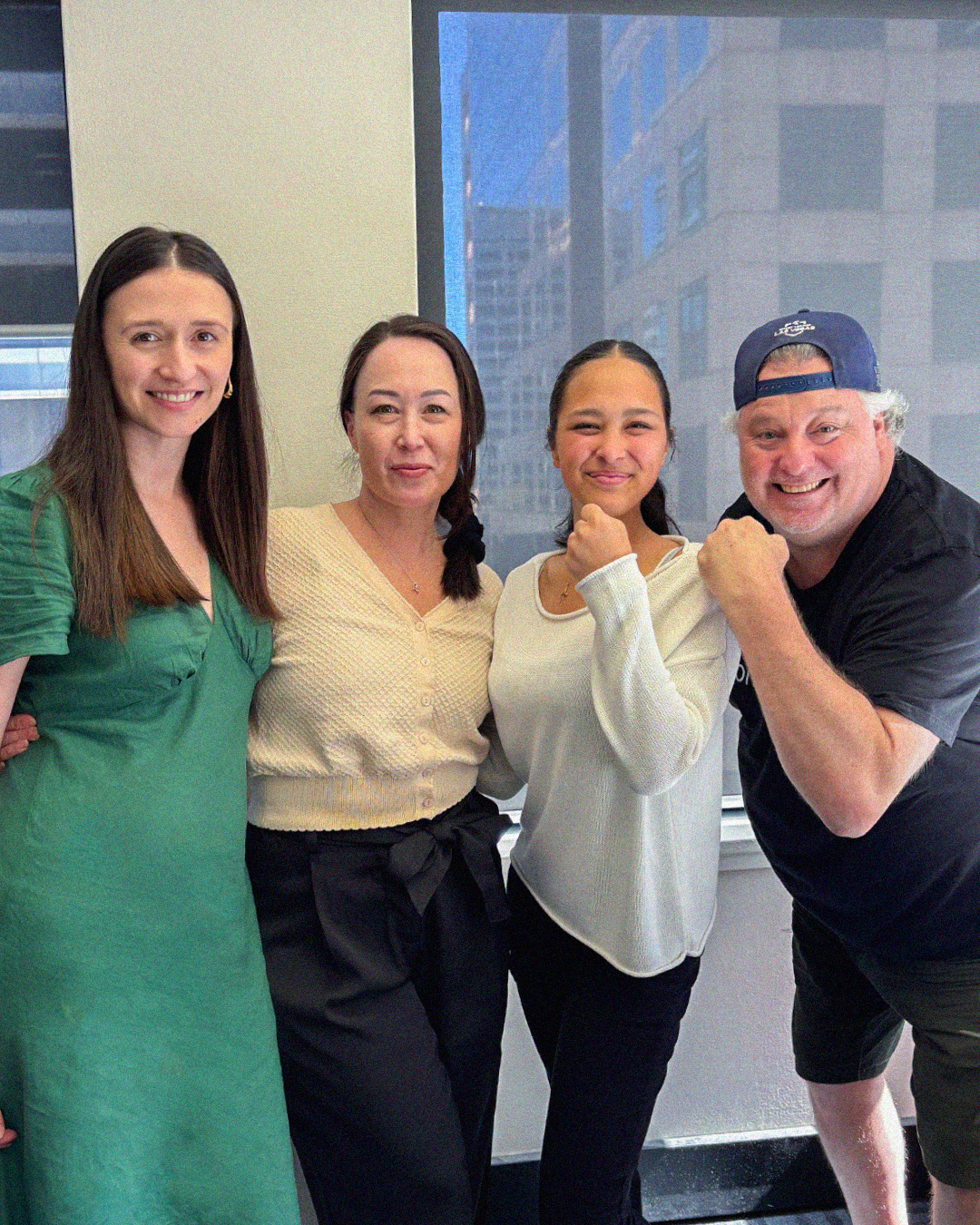 Marketing work experience student with team members